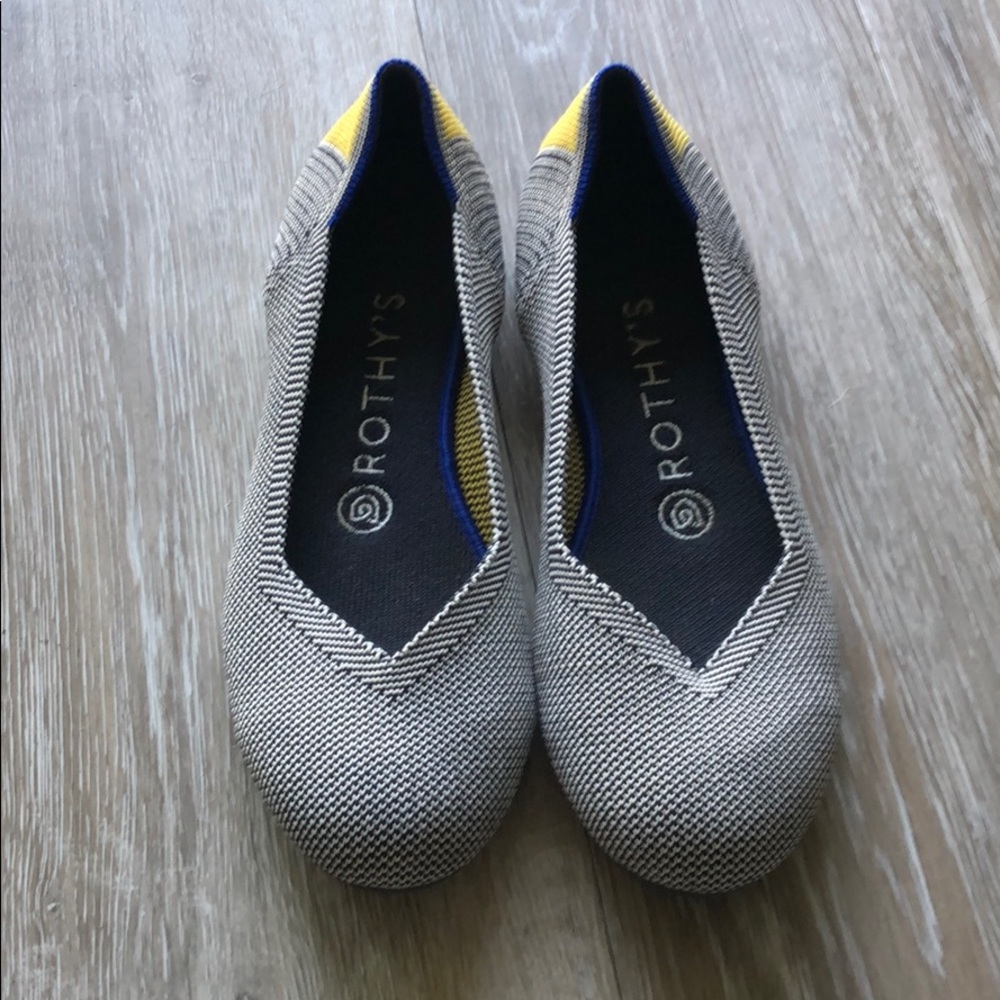Rothy’s round toe yellow stripe